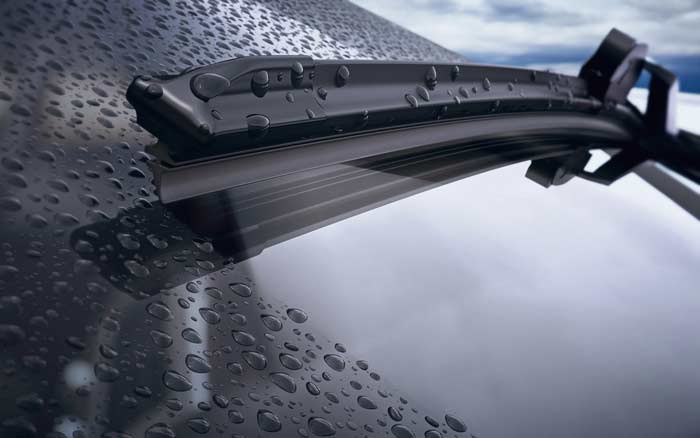 Close up of a windshield wiper