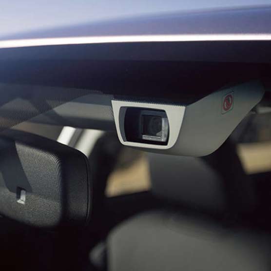 Example of an ADAS camera behind a car windshield