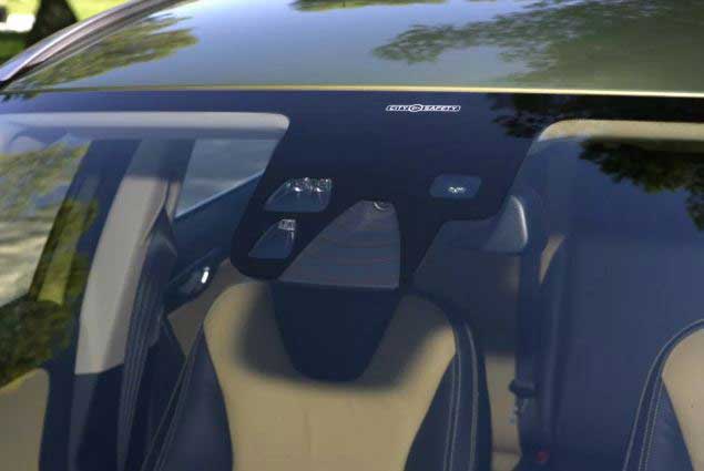 Example of an ADAS sensor underneath a car windshield