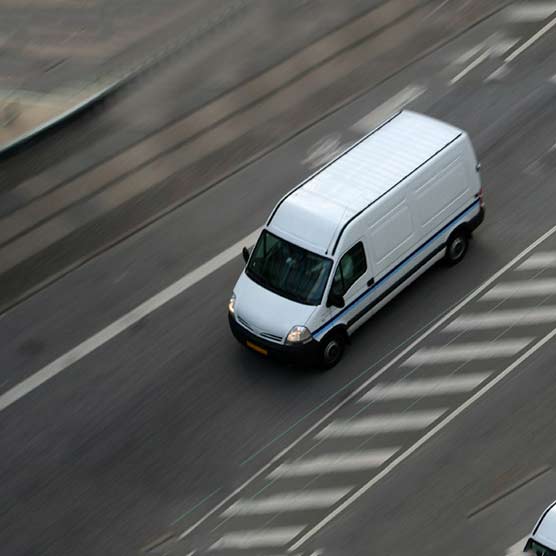 Commercial van with new auto glass installed by Northern Lites Auto Glass in Thompson