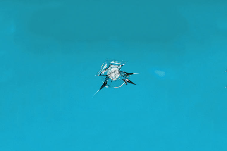 Example of a rock chip on a car windshield
